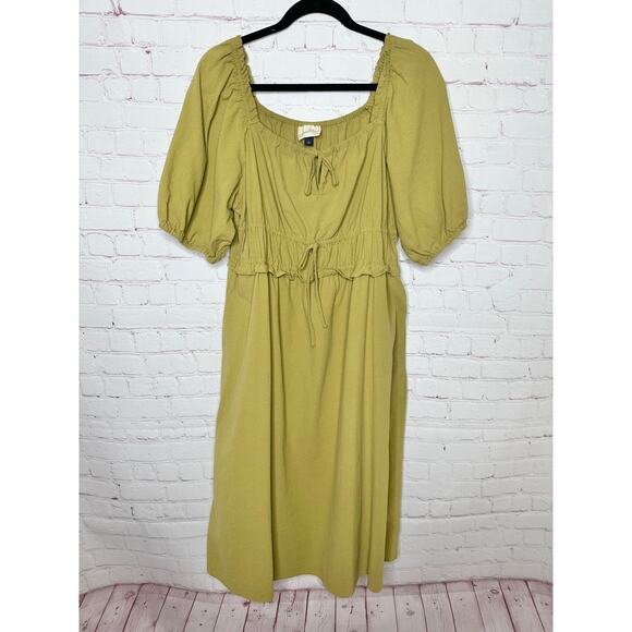 Universal Thread Moss Green Peasant Dress Womens Large Short Sleeve - Picture 4 of 8